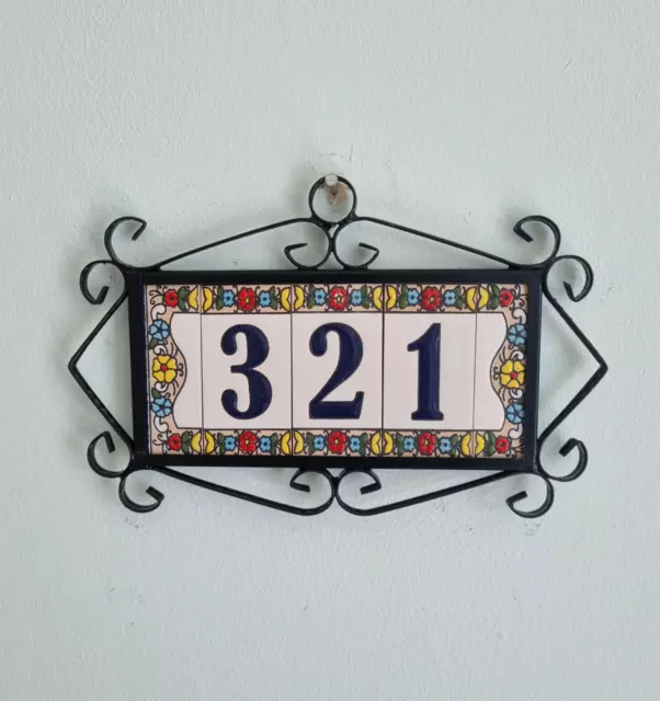Altea Spanish Hand-painted Ceramic 7.5 x 3.5 cm or 2.95 x 1.37 inch House Number