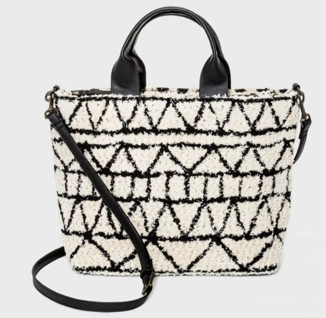 Universal Thread Jacquard Print Paxton Tote Handbag Ivory/Black
