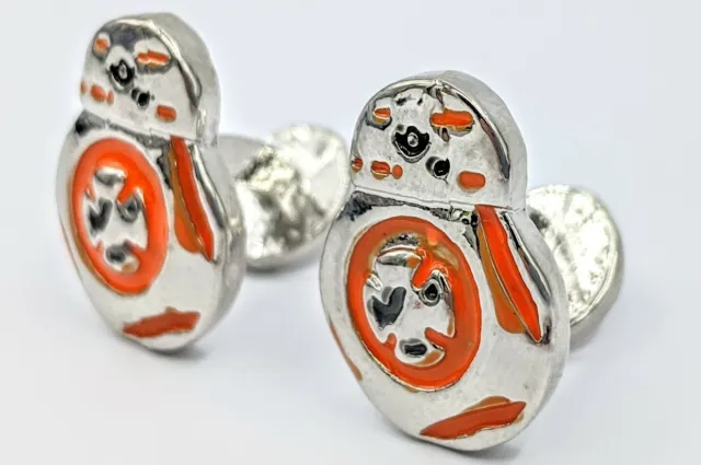 BB-8 Star Wars Cuff Links Jedi Silver with Rebel Alliance Symbol - New