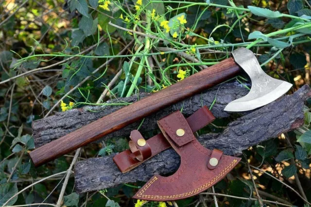 Viking Axe Custom Handmade Corban Steel Bearded Hatchet Hunting Camping Axe