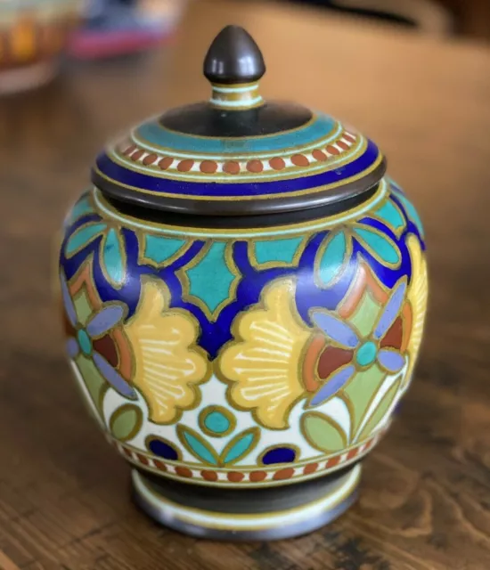 Gouda Holland Pottery Jar Lid Lidded Vase Antique Signed Plazuid 1150 4220 Urn