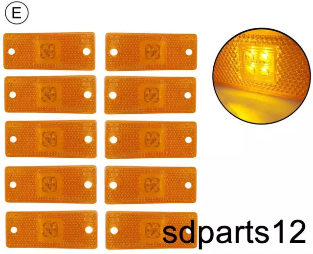 10x 24v/12v 4 Led Orange Feux De Gabarit Camion  Caravane Remorques E-Marque