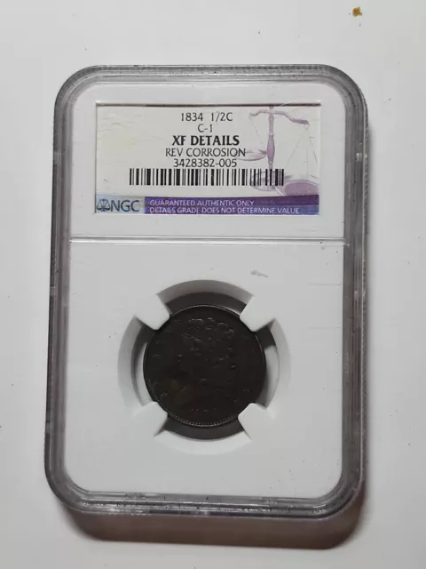 1834 Classic Head 1/2 Half Cent NGC  Very Nice