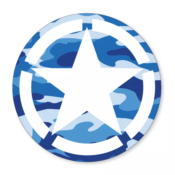 2 x BLUE CAMO STAR - Flag Car Van Lorry vinyl Self Adhesive stickers