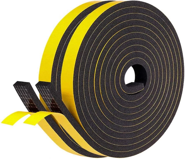 Fowong Adhesive Door Weather Stripping - 2 Rolls, 1/2 Inch Wide X 1/4 Inch Thic