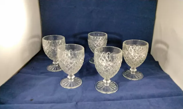 Anchor Hocking Waterford Waffle Pattern WINE GOBLETS  5.5IN SET OF 5