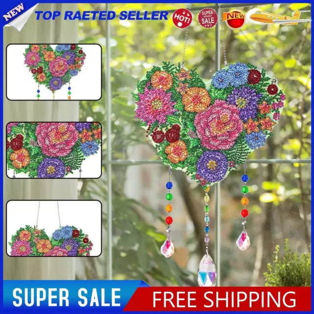 Flower Wind Chimes Diamond Drawing Hanging Ornament Handmade for Home Wall Decor