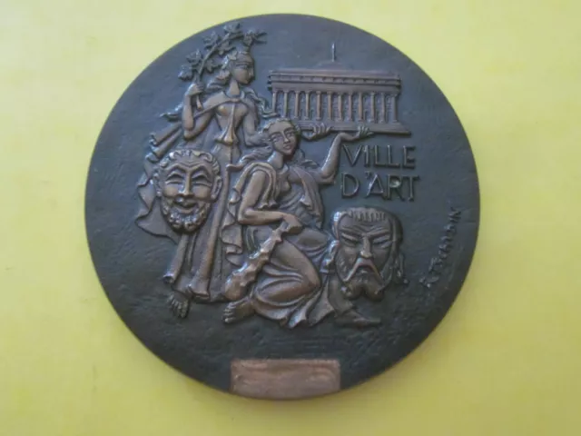 Grosse Medaille Bronze Bordeaux Ville D Art Bronze Graveur Raymond Tschudin Rare 2