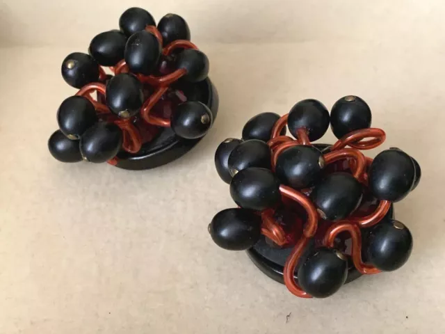 Huge French Creator Clip-on Earrings - Blackcurrant Grape 4.5cm - Plastic