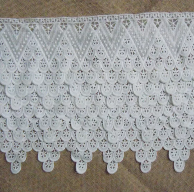 0.5 yard 14" Wide Rayon Venise Victorian Lace Trim Bridal Linen Ivory s0252