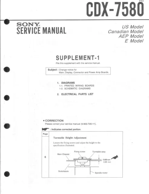 Sony Original Service Manual für  CDX-7580 Supplement-1 Schaltplan