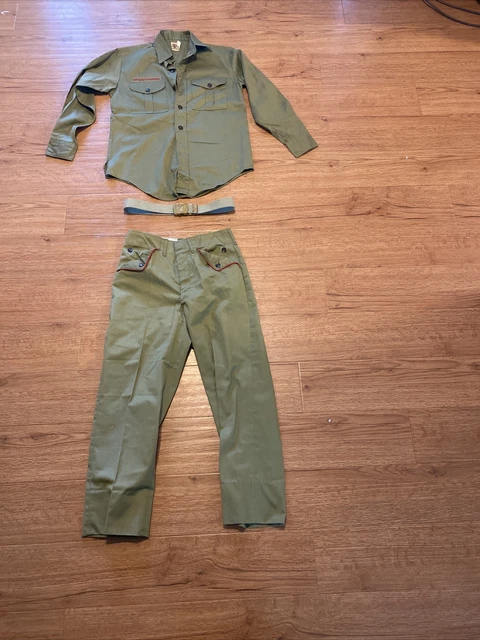 BOY SCOUTS Of America Uniform BSA Vtg Green Insignia Scout Youth Sz 13? Md