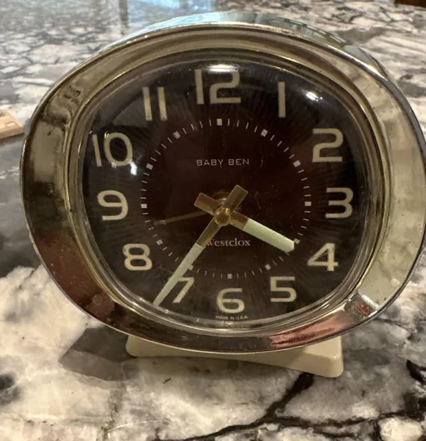 Baby Ben Westclox VTG art deco Wind-Up Glow in the Dark Alarm Clock - U.S.A.