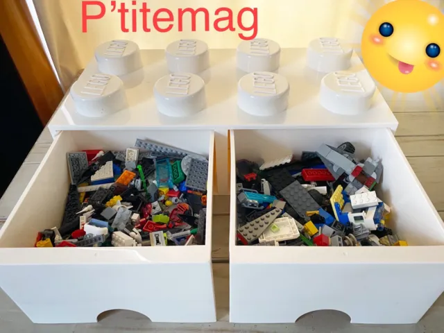 LOT VRAC BRIQUES Lego 1,100 kg + Boîte de rangement plastique 2