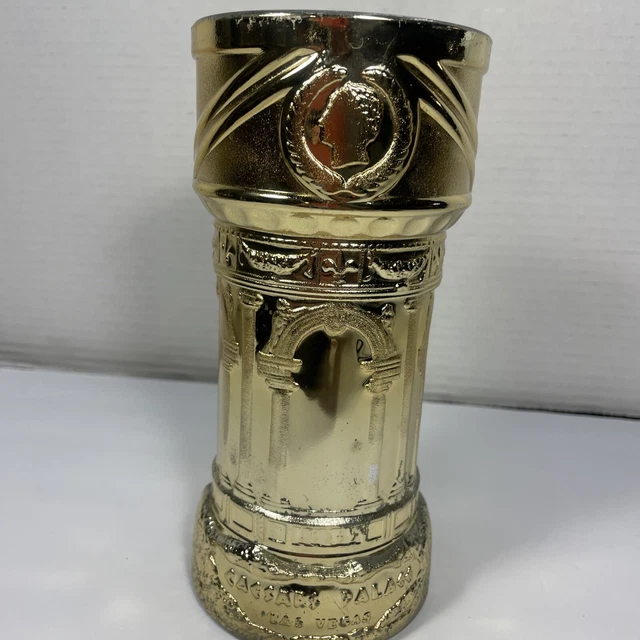 Caesars Palace VTG Las Vegas 1980s Luminarc Gold Colored Glass Goblet 7.75” Used
