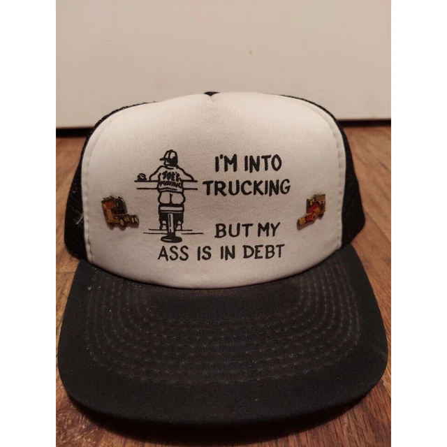 Vintage 80s 90s Joke Novelty Hat Trucker Cap Semi Snapback Mesh Foam Top