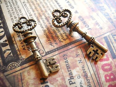 Bronze Key Charms Pendants Steampunk Skeleton Keys Ornate 25/50/100 Bulk
