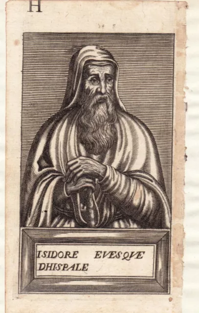 Portrait XVIIe Isodore De Seville  Isidoro de Sevilla Sidorus Hispalensis