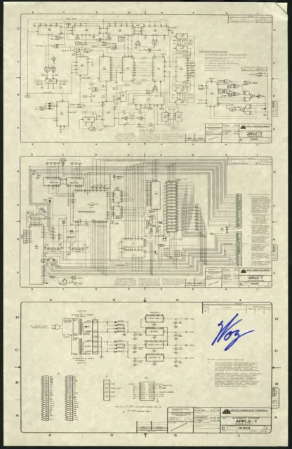 Steve Woz Wozniak SIGNED Replica Apple I Computer Schematic AUTOGRAPHED Founder