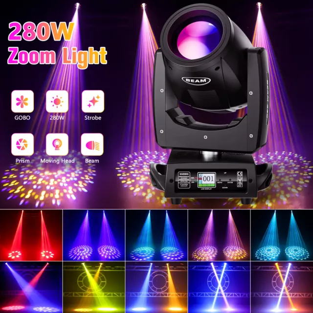 280W RGBW Moving Head Stage Lighting LED Spot Beam 24 Prism DMX Disco DJ Light