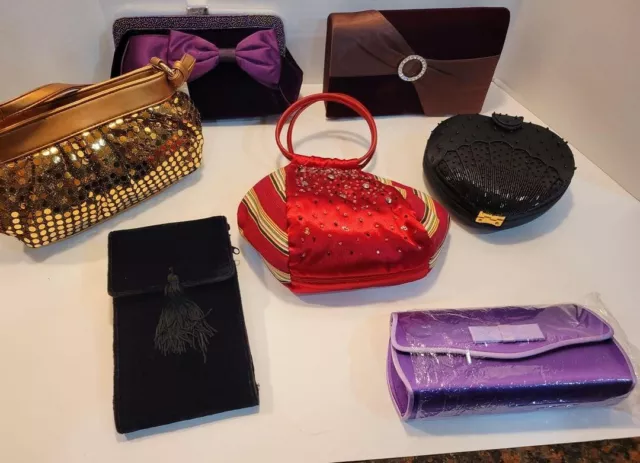 Lot of 7 Women's  Evening Clutch Purses Purse Party Prom Wedding
