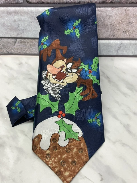 Cravatta Looney Tunes Taz budino di Natale: Made in UK Vintage Nuova con etichette 1999