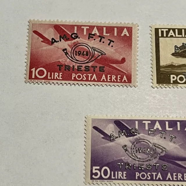 Rare 1948 Trieste Italy Stamps Set #C17-19 Amg Ftt Overprint Mint Og 2