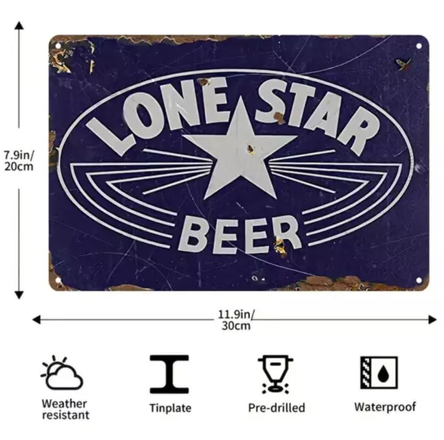 Lone Star Texas Beer Metal Tin Sign  Bar Wall Decor Man Cave Wall Art Beer Sign