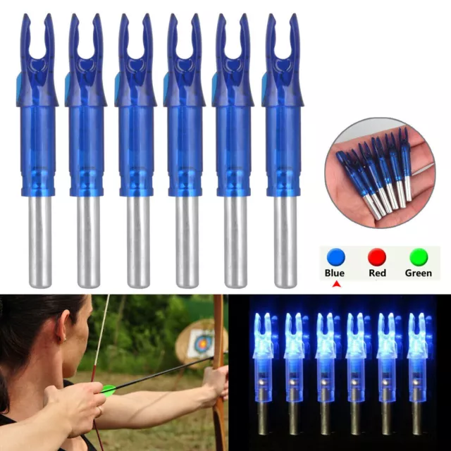 6/12PCS LED Lighted Arrow Nocks Hunting Compound Recurve Bow Archery 6.2mm Tail