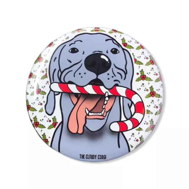Weimaraner Dog Candy Cane Christmas Button Holiday Pin Accessories