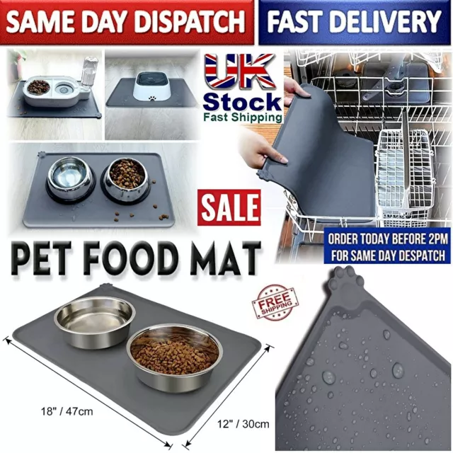 Vealind Dog / Cat Bow Roof Food Mat, Silicone Dog Cat Bow Mat, Non Slip Pet Grey