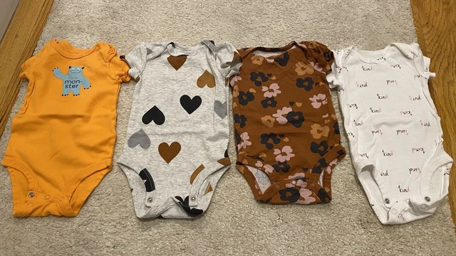 4 Baby Girl Infant Bodysuits Jumpsuits Short Sleeve Print Floral Carters 3 Month