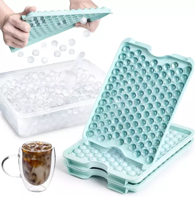 Ice Cube Tray with Lid and Bin, 55Nugget Silicone Ice Tray Comes
