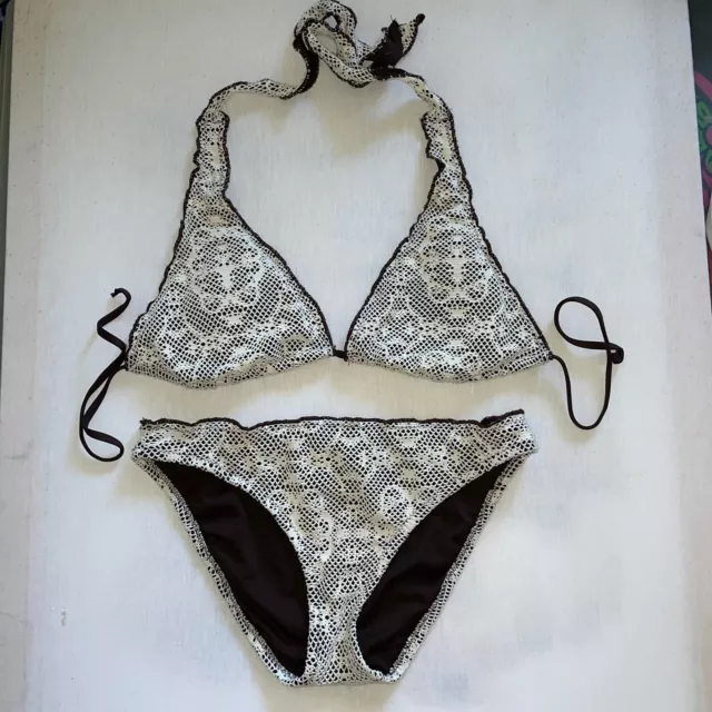 Mossimo Off White Ivory Lace Overlay Bikini Bathing Suit Set L/M