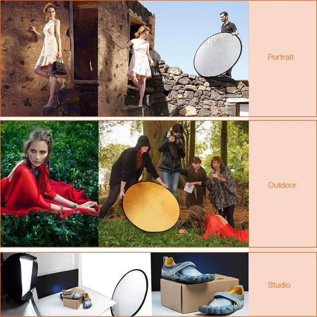 5 in 1 Round Flash Studio Collapsible Reflector Photography Light Reflective
