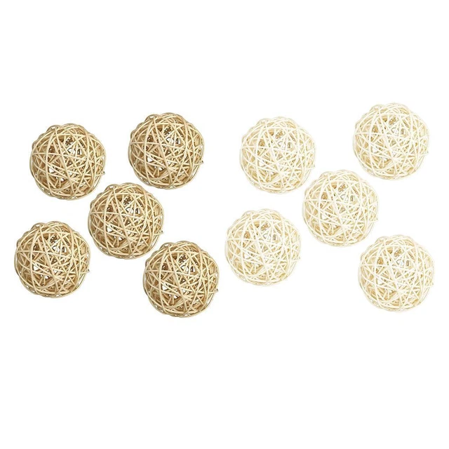 10 Boules Rotin Osier 5cm - Déco Fête DIY Naturelle