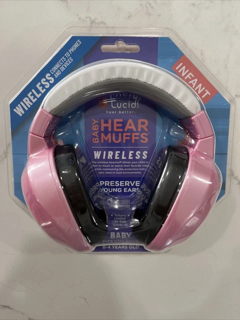 New! Lucid Baby Hear Muffs Wireless, Hearing Protection: 0-4 Years Old Pink