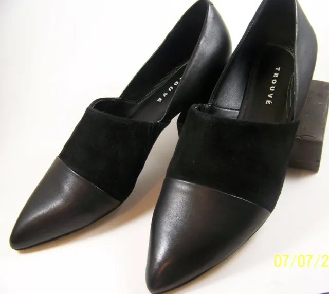 Trouve womens flats black leather with suede size 7.5 preowned in good condition