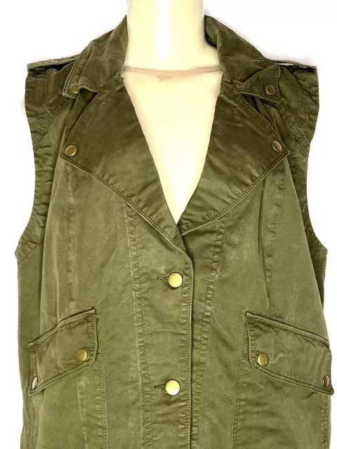 Bibi Brand Army Green Cotton Button Down Vest Size Large 2