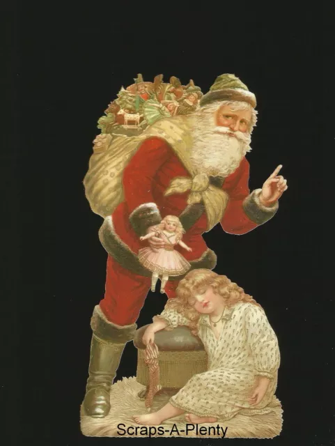 German Embossed Vintage Style Scrap Die Cut- Large Christmas Santa  BK5118