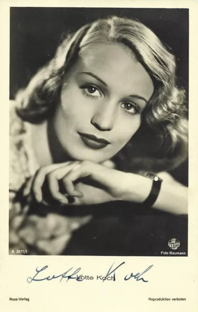 ORIGINAL AUTOGRAPH BY LOTTE KOCH ("ROSS" PHOTO-PK 30s/40s!!!!)