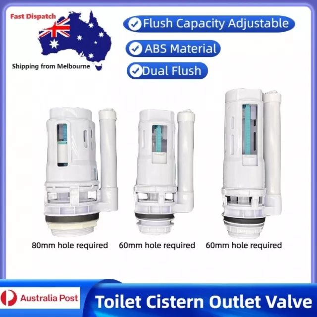 Dual Flush Outlet Valve Toilet Cistern Replacement Part Universal Fit 3" 2" Hole