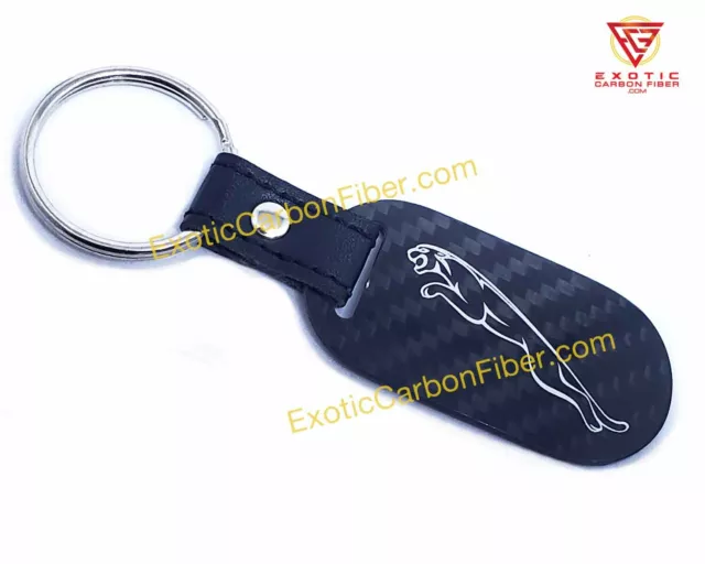 Jaguar Argenté Chat Contour Logo Et Texte Carbone Fibre Clé Fob 2x2 Brillant