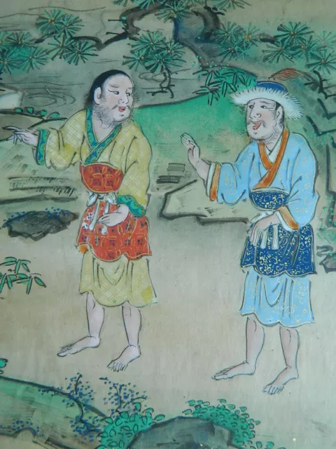 Antico Disegno Colori Arte Asia Personaggio Contadino Aux Piedi Nudi