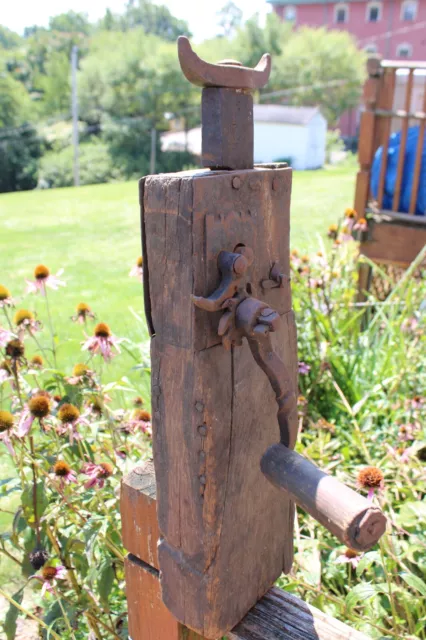 Orig. Antique Colonial 1797 Working Conestoga Wagon Jack Signed P.r. & Dated