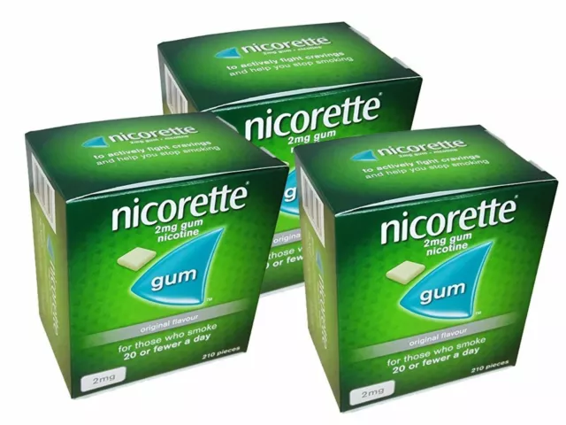 Nicorette Original Gum 2mg of 210 x 3 Boxes Expiry= 09/2025