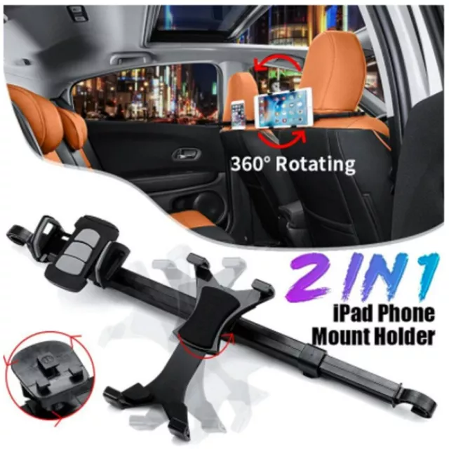 Car Tablet Holder Universal Seat Back Headrest Mount for iPad Phone Dual Holder