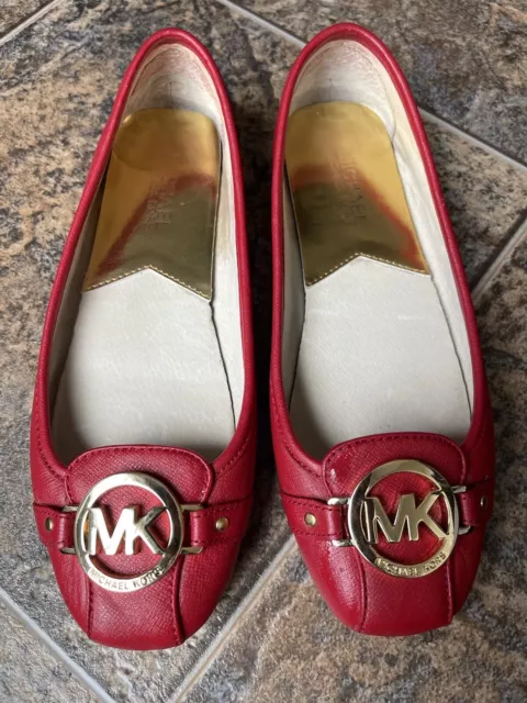 Michael Kors Flat Moccasin Shoes Women’s Size 7M Red Fulton Leather