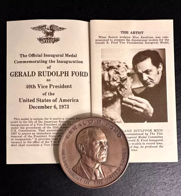 Official Inaugural Bronze 2.75" Medal Us President Gerald Ford B785