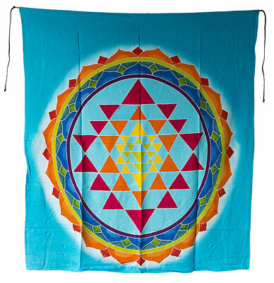 Batik Chakra Sri Yantra Hanging Wall Mandala Yoga Bottom Blue 110x93cm 6843